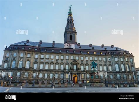 The Historical Christiansborg Palace Nightscape Copenhagen Denmark