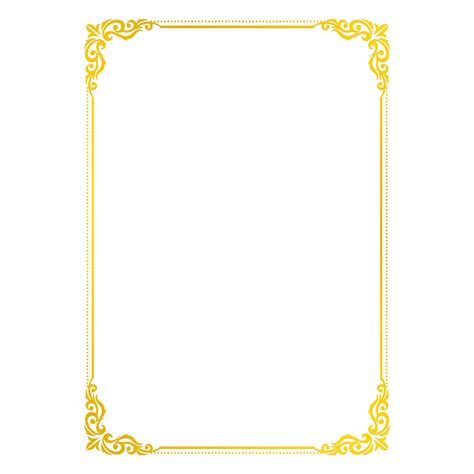 Gold A4 Border Floral With Dot Line A4 Border Gold Border Frame Png