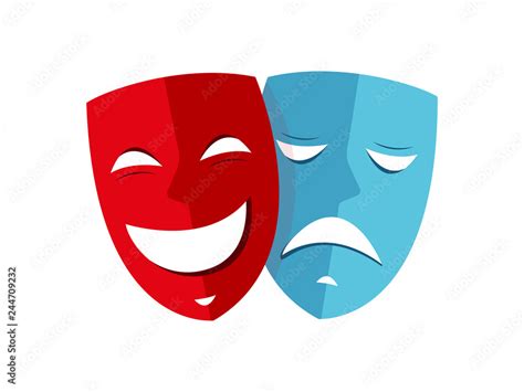 Happy And Sad Mask Theater Icon Vector Stock Vector Adobe Stock