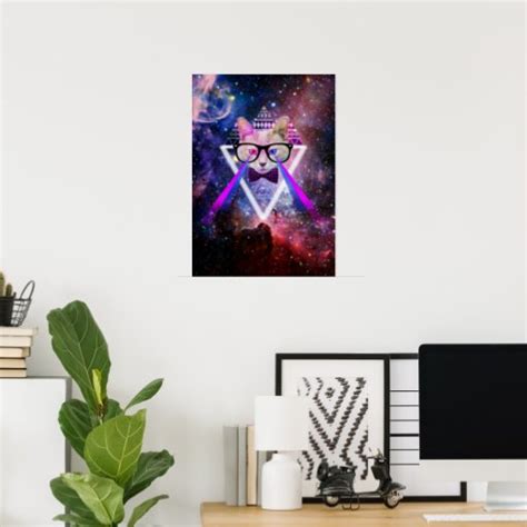 Hipster Galaxy Cat Poster Zazzle