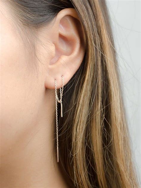 Threader Earrings Sterling Silver Long Silver Earrings Edgy Earrings