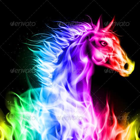 Free Download Colorful Fire Horse Animals Characters 590x590 For Your