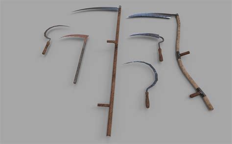 3d Model Pack Of 6 Medieval Farm Scythe And Sickles Vr Ar Low Poly
