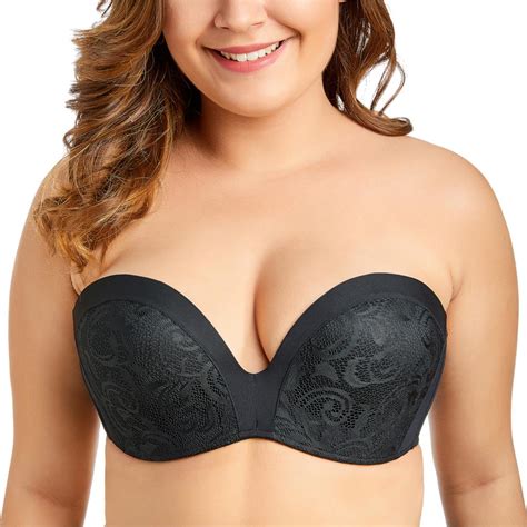 Women Hand Shape Half Cup Strapless Push Up Silicone Lace Bra In Bras