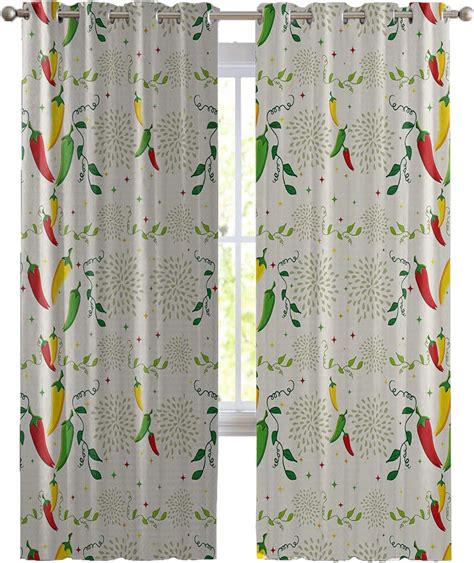 Vegetables Curtains Gourmand Peppers On Swirl Branches