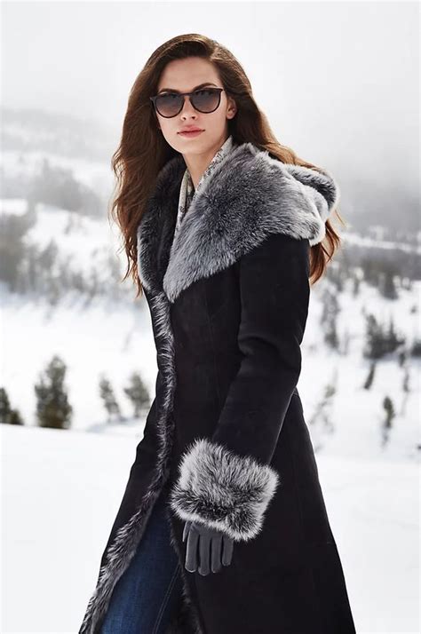 Black Extra Long Hooded Toscana Sheepskin Coat Crafted From Premium Sheepskin With Full Toscana