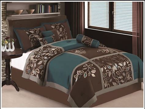 Chances are you'll discovered another black and teal comforter sets higher design ideas. 7 Pc Full Size Esca Bedding Teal Blue Brown Comforter Set ...