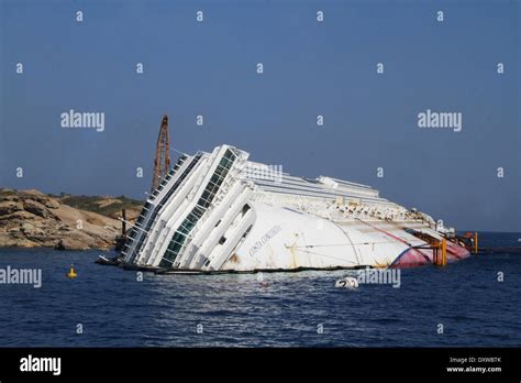 General View Of The Salvage Operation At Ms Costa Concordia Which Stock