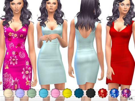 Plunge Neck Bodycon Mini Dress The Sims 4 Catalog