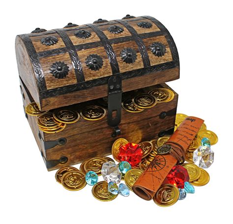 Pirate Treasure Chest With Gold Coinsgems And Pirate Map Nautical Cove
