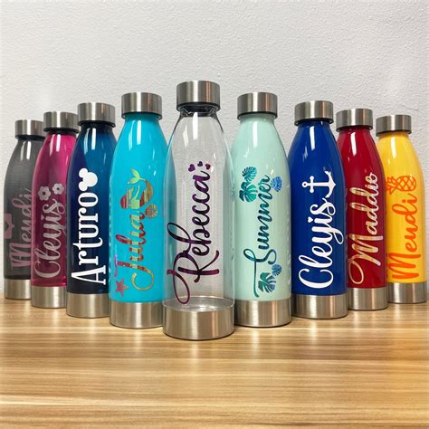 Clear Personalized Water Bottle Custom Made Name Text Etsy
