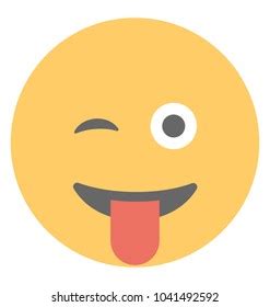 Vektor Stok Smiley Expressing Craziness Winking Emoticon Tanpa Royalti