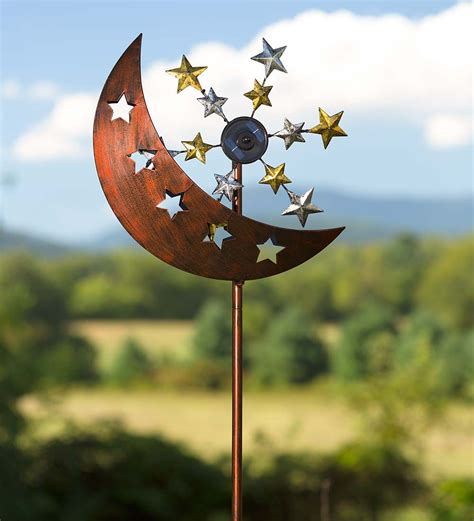 Solar Moon And Stars Wind Spinner Decorative Garden Accents Wind