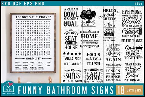 Funny Bathroom Sign Svg Bundle