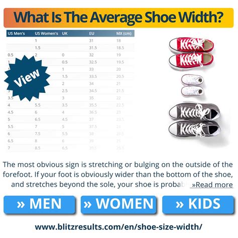 Shoe Width Guide Size Charts How To Measure At Home
