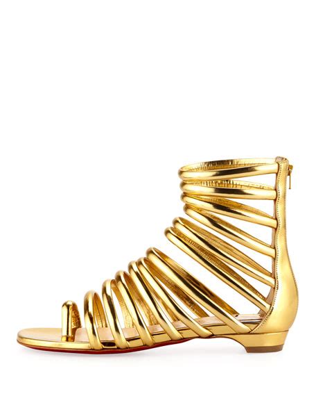 Christian Louboutin Catchetta Metallic Gladiator Sandal Gold