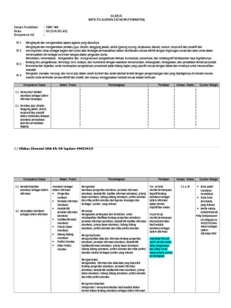 Silabus Akuntansi Kelas Xii Kurikulum 2013 Pdf