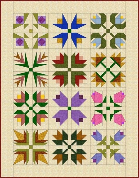 Pieced Flowers Quilt Pattern Flower Quilt Patterns Patchwork Quilt