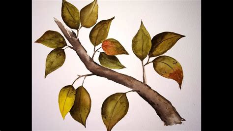 How To Paint Leaves On A Tree Branch With Watercolor Beginners