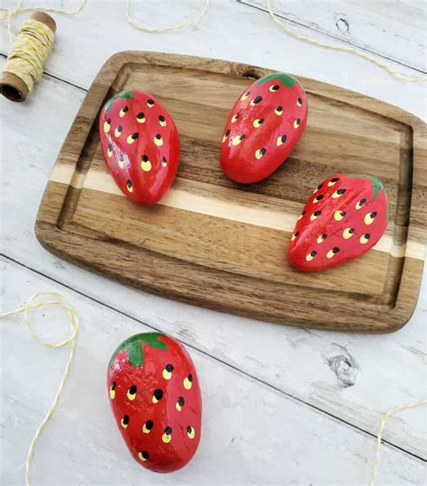 Easy Diy Painted Strawberry Rocks Craft Tutorial