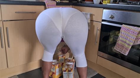 Sexy Latina Wife In See Through Leggings Getting Naked In The Kitchen Bending Over Pov