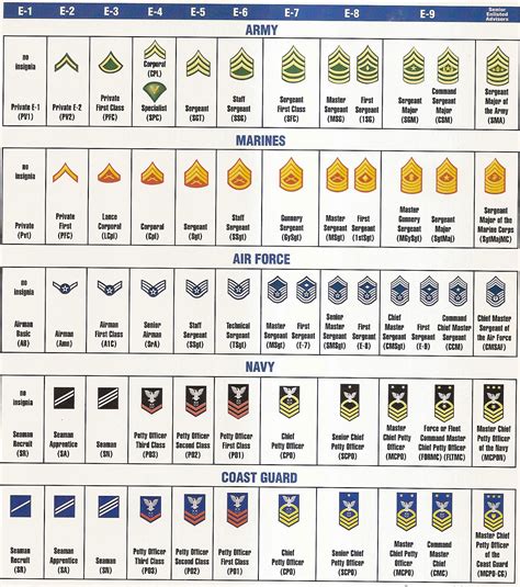 Review Of All Us Military Branches Rank Insignia Enlisted 2022