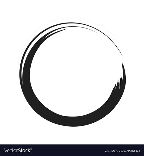 Black Paint Brush Circle Stroke Abstract Vector Image