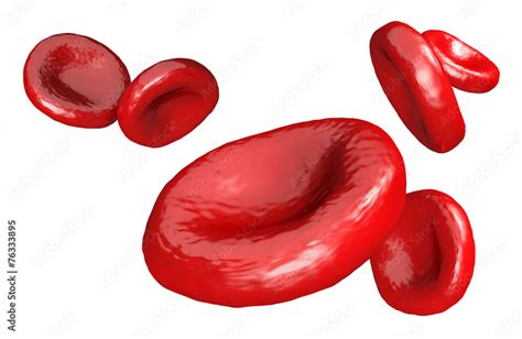 Close Up Of Healthy Human Red Blood Cells Isolated On White Stock