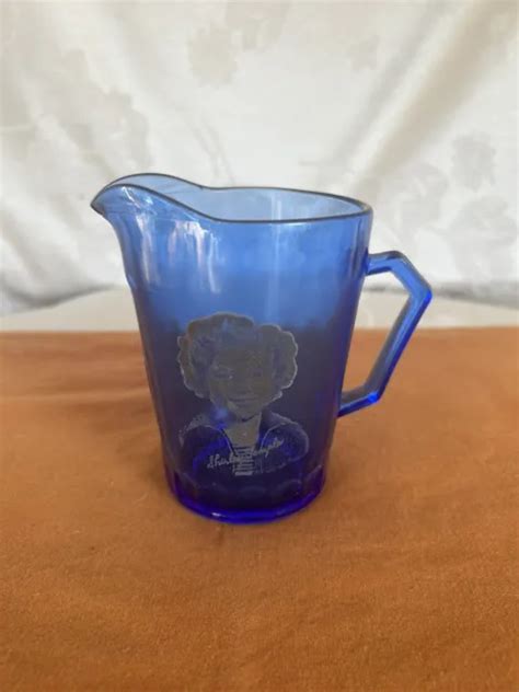 Vintage Shirley Temple Cobalt Blue Glass Creamer Pitcher Hazel Atlas