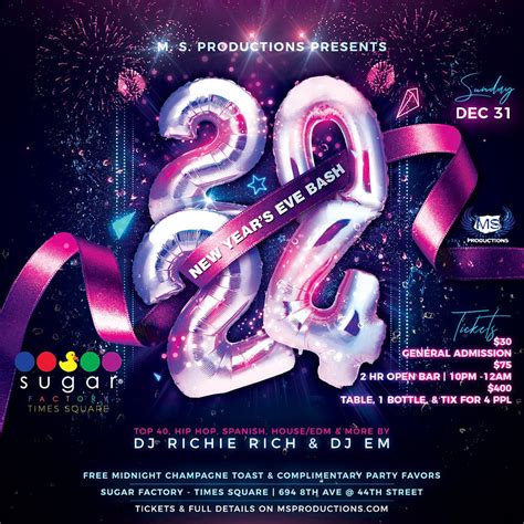 times square new year s eve party at sugar factory 31 dec 2023