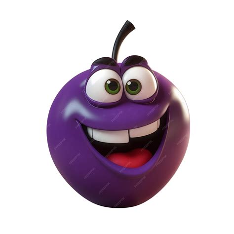 Premium Ai Image Cartoon Fruit Characterhappy Plum With Face And Eyes