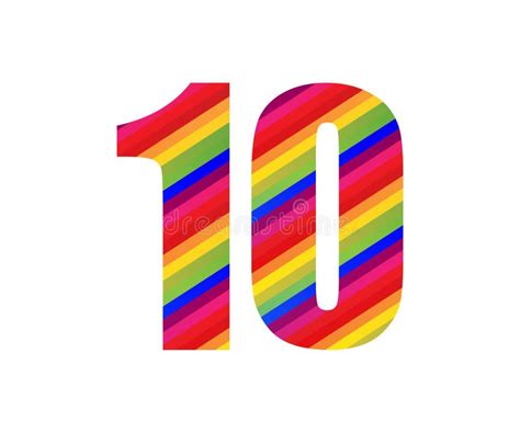 10 Number Rainbow Style Numeral Digit Colorful Number Vector