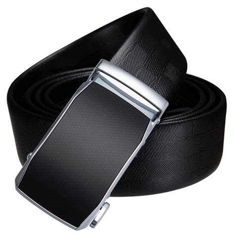 Hi Tie Luxury Mens Black Belt Formal Designer Automatic Buckle Solid