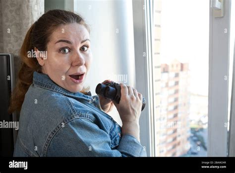 Spying Out Of Window Hi Res Stock Photography And Images Alamy