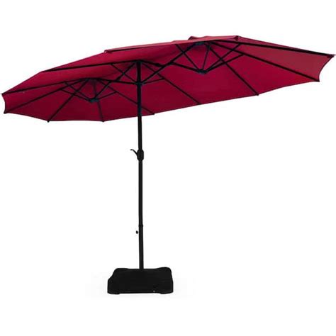 Costway 15 Ft Market Double Sided Outdoor Patio Umbrella In Burgundy