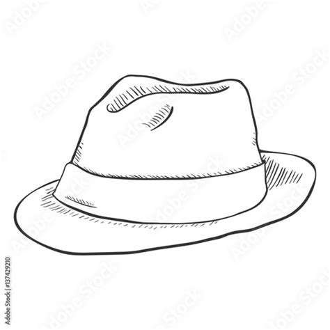Vector Single Sketch Fedora Hat Stock Image And Royalty Free Vector