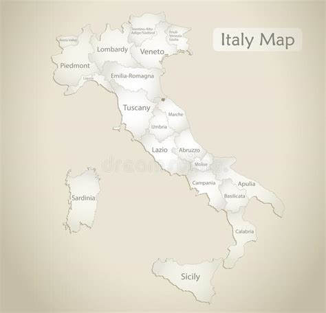 Mapa De Italia División Administrativa Con Nombres Mapa De Colores