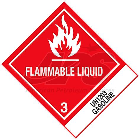 Flammable Liquid Gasoline Un1203 4 X 4 Aps Aviation