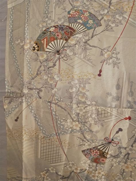 Vintage Japanese Silk Rinzu Kimono Fabric 160 Cm X 36 Cm 62 X 14
