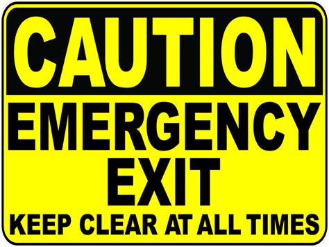 Caution Emergency Exit Keep Clear At All Times Decal Signs By
