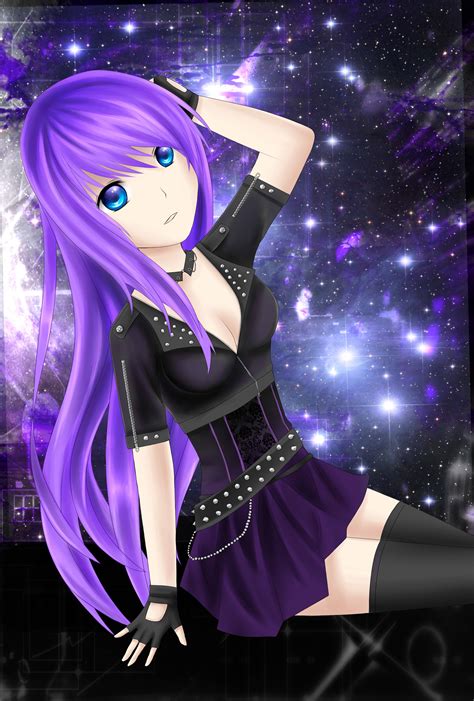 Violet Galaxy Anime Girl By C Baa On Deviantart
