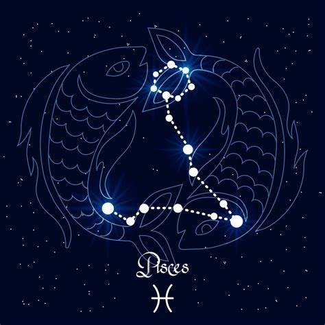 Pisces Constellation And Zodiac Sign On The Background Of The Cosmic