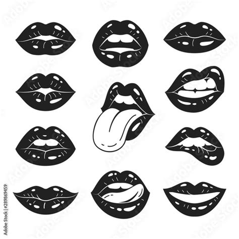 Mouth And Tongue Clipart Black And White Lips With Tongue Out Vector