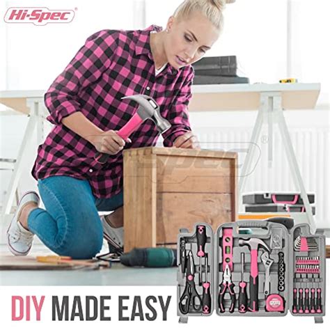 Hi Spec 54pc Pink Home Diy Tool Kit For Women Office And Garage