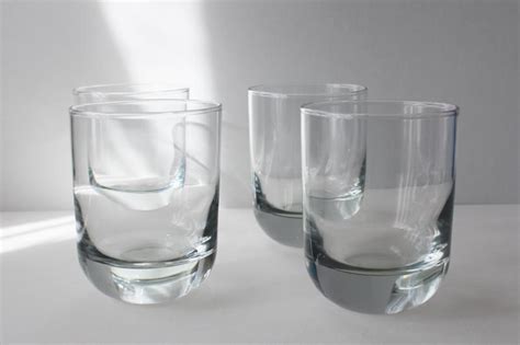 Mod Vintage Libbey Roly Poly Bar Glasses Prismatic Crystal Clear Glass