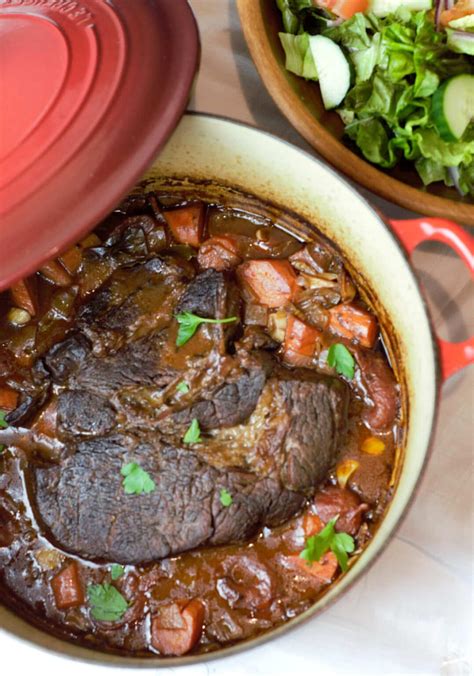 Dutch Oven Pot Roast With Red Wine Delicious By Design