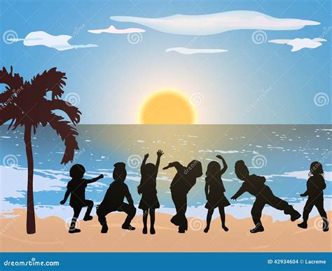 Happy Children On The Beach Stock Vector Illustration Of Freinds