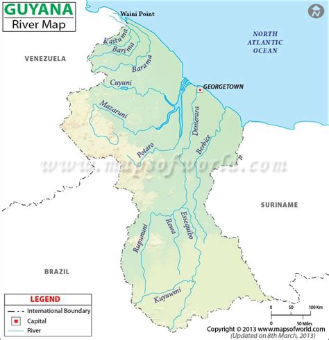 Guyana River Map River Map Of Guyana