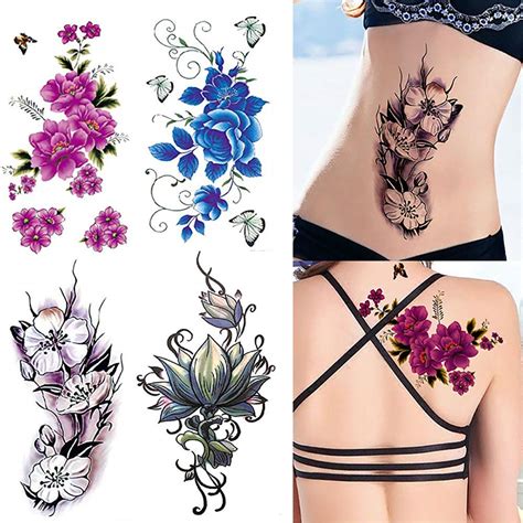 8 sheets temporary tattoos for women fake tattoo body art adult waterproof stickers