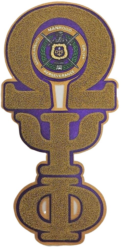 Omega Psi Phi Greek Letter Vertical Chenille Patch Que Essentials